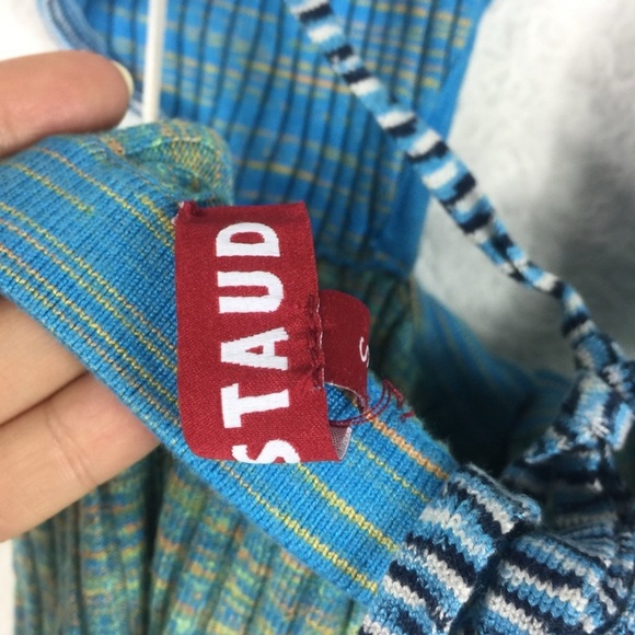 Staud Edesia Rainbow Stripe Knit Cut Out Midi Dress Small - Picture 5 of 6